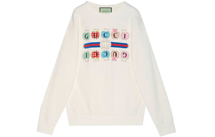 (Women) Gucci Cream Apple Motif Crewneck Sweatshirt 617964-XJDOK-9095