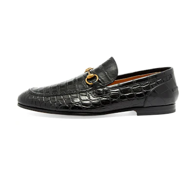 (W) Gucci Crocodile Embossed Casual Flat 'Black'