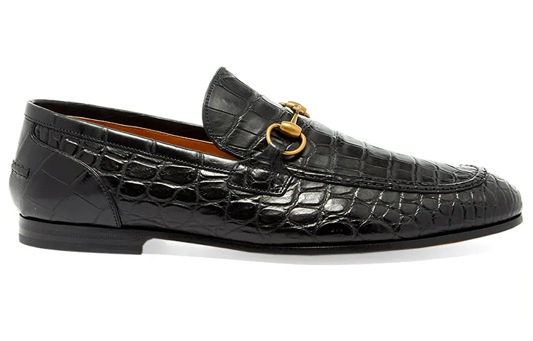 (W) Gucci Crocodile Embossed Casual Flat 'Black' 圖 2