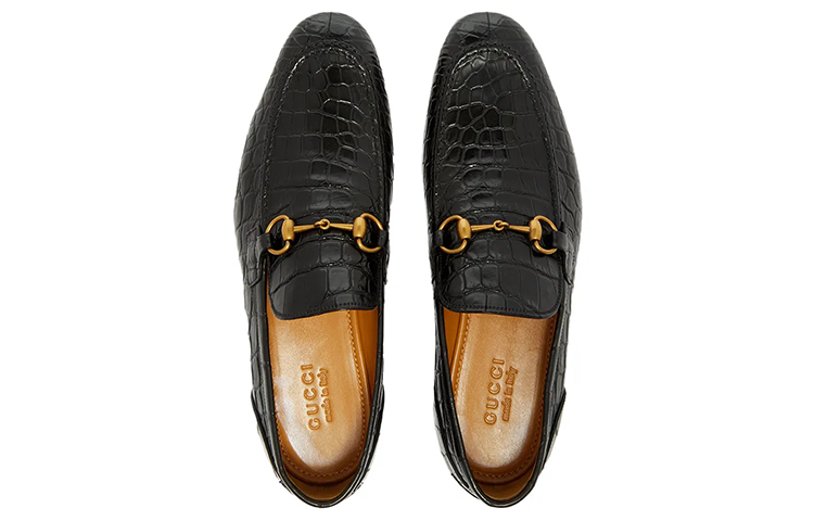 (W) Gucci Crocodile Embossed Casual Flat 'Black' 圖 4