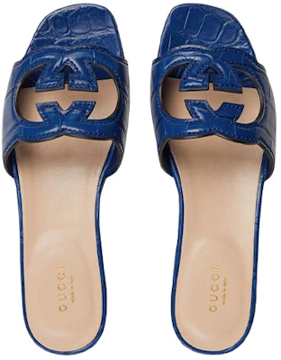(W) Gucci Kulit Buaya Selipar Terbuka 'Blue Fashion' 694451-E5V00-4520 Lookbook (W) Gucci Kulit Buaya Selipar Terbuka 'Blue Fashion' 694451-E5V00-4520