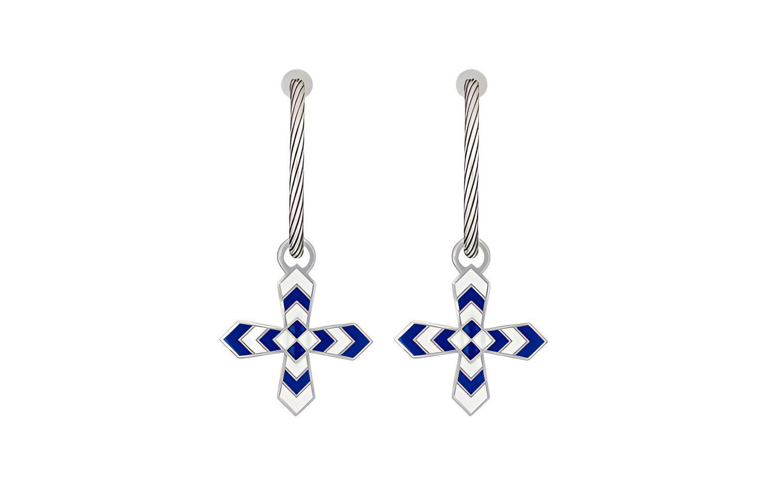(Women) GUCCI Cross Pattern 925 Silver Earrings for Women - Fashion Jewelry. 703654-J89L0-8436