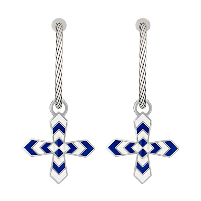 (Women) GUCCI Cross Pattern 925 Silver Earrings for Women - Fashion Jewelry. 703654-J89L0-8436