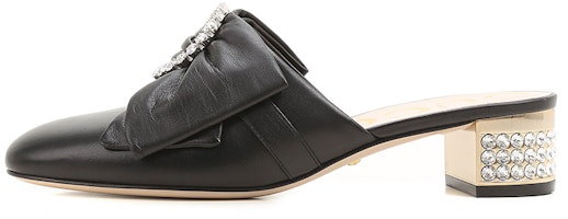 (Women) Gucci Crystal Buckle Low Heels Breathable Heighten Fashion High Heels Shoes Black 481163-BK000-1000 (Women) Gucci Crystal Buckle Low Heels Breathable Heighten Fashion High Heels Shoes Black 481163-BK000-1000