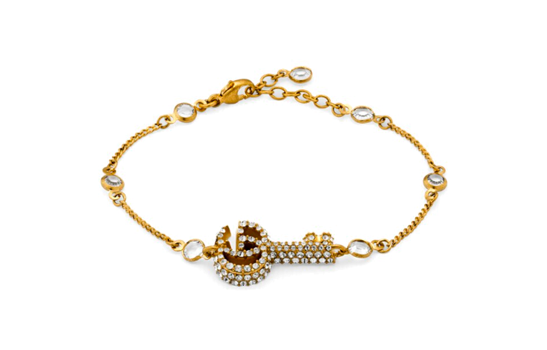 (Women) GUCCI Crystal Double G Bracelet for Women - Gold 645623-J1D50-8062