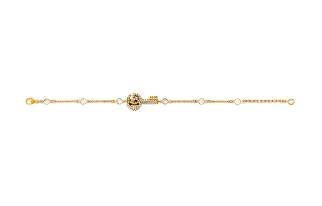 Lookbook (Women) GUCCI Crystal Double G Bracelet for Women - Gold 645623-J1D50-8062