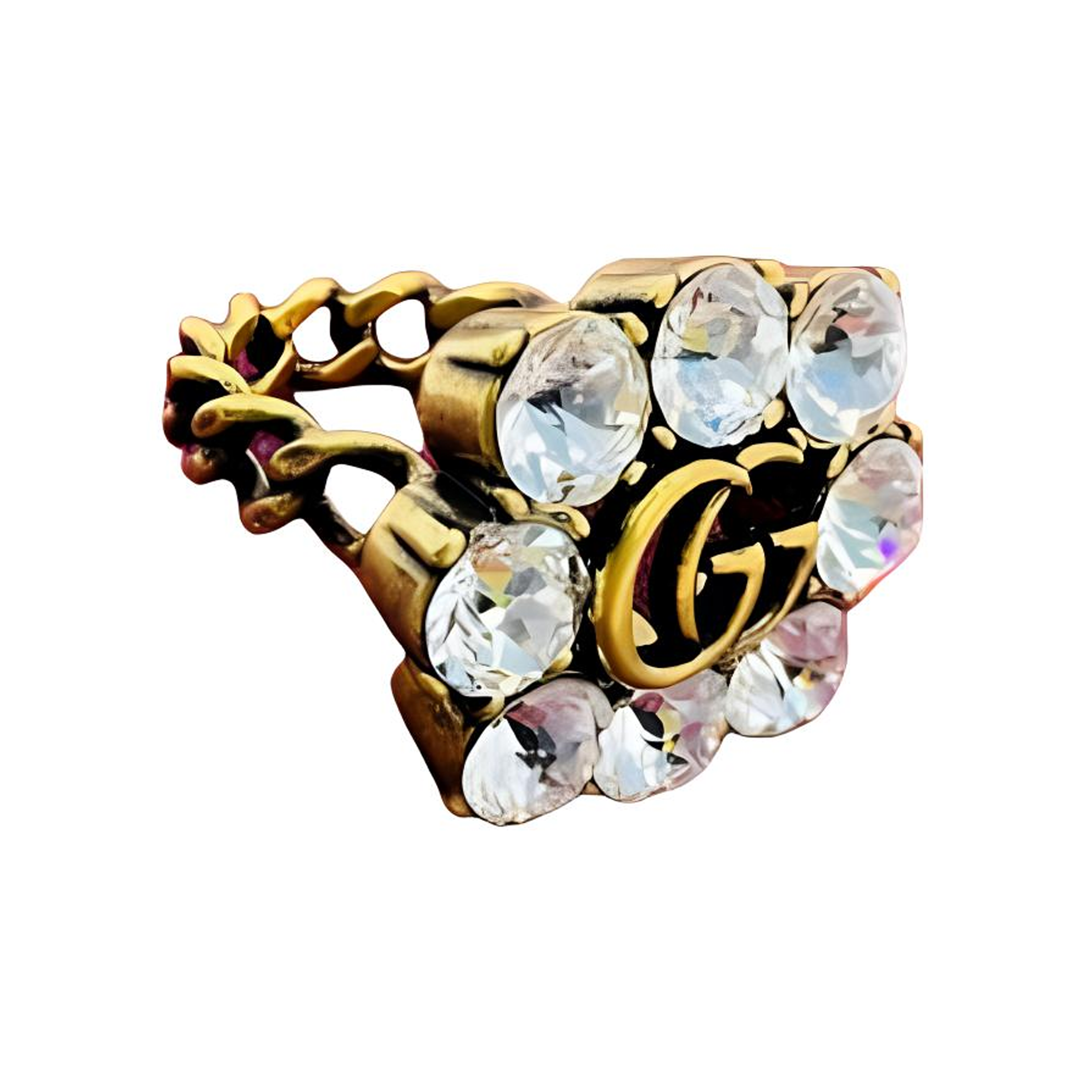 Lookbook (Women) GUCCI Crystal Double G Ring Transparent 24cm Fashion Jewelry 645686-J1D50-8062