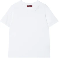 (Women) Gucci Crystal Logo Women’s White Short Sleeve T-Shirt 787299-XJGME-9692 (Women) Gucci Crystal Logo Women’s White Short Sleeve T-Shirt 787299-XJGME-9692
