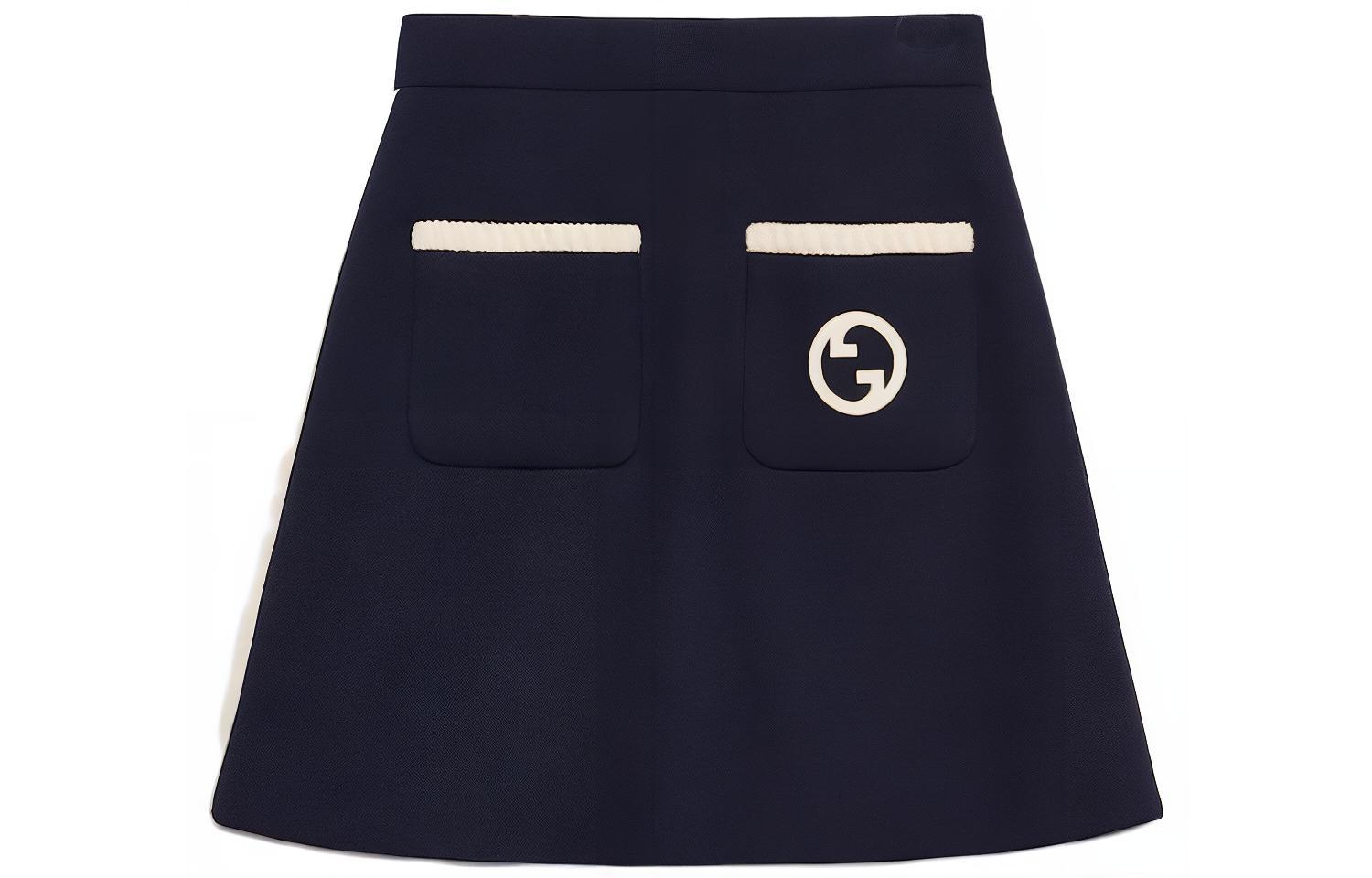 (Women) Gucci Dark Blue Logo Print Short Skirt 748161-ZANI9-4613