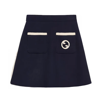 (Women) Gucci Dark Blue Logo Print Short Skirt 748161-ZANI9-4613