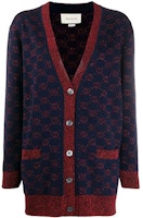 (Women) Gucci Deep Blue Monogram V-Neck Knit Sweater 605910-XKAHT-4668 (Women) Gucci Deep Blue Monogram V-Neck Knit Sweater 605910-XKAHT-4668