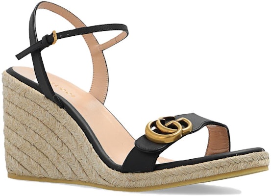 (Women) Gucci Double G 95mm Platform Espadrille Black Leather 646311-A3N00-1000 Lookbook (Women) Gucci Double G 95mm Platform Espadrille Black Leather 646311-A3N00-1000