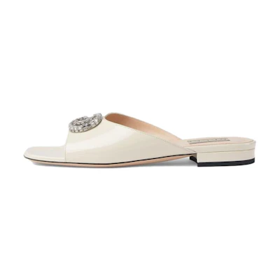 (W) Gucci Double G 'Beige Leather Slide'