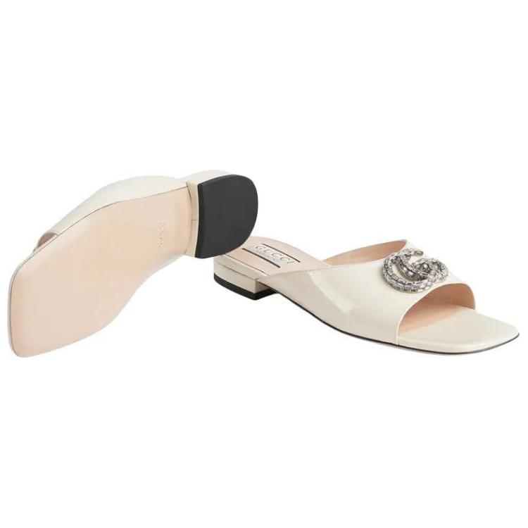 Purchase (Women) Gucci Double G 'Beige Leather Slide' 771586-BNC00-9522