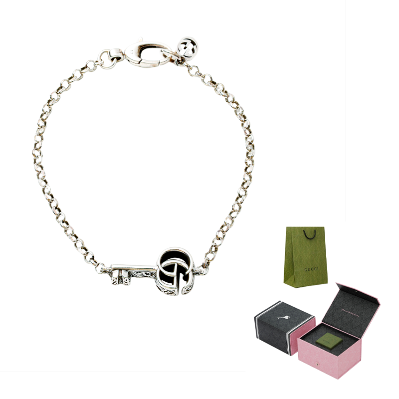 Sizing (W) GUCCI Pulsera de Plata 925 Doble G Envejecida Plata. 632207-J8400-0701