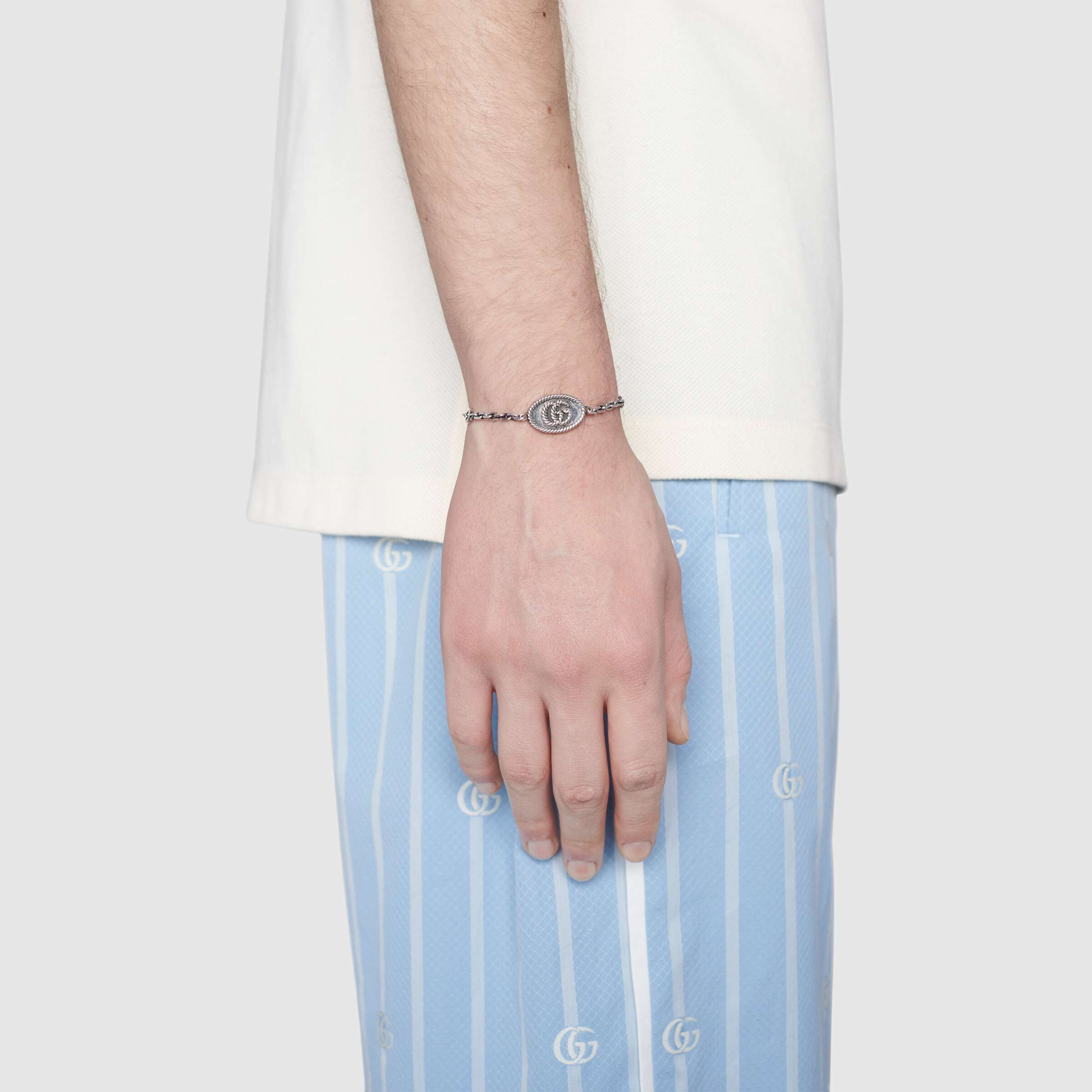 Sizing (W) Kalung Wanita GUCCI Double G Perak 925 Antik. 627749-J8400-0701