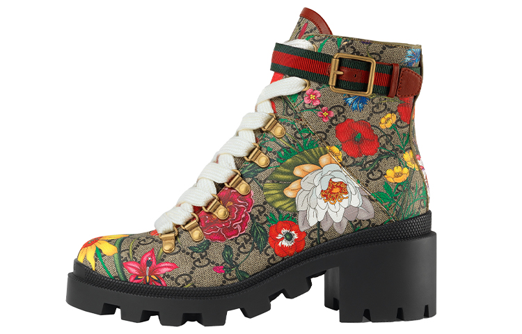 Buy GUCCI 古馳 雙G 女款 踝靴 花卉刺繡