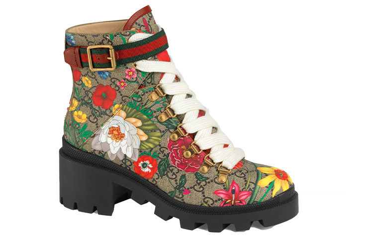 Order GUCCI 古馳 雙G 女款 踝靴 花卉刺繡