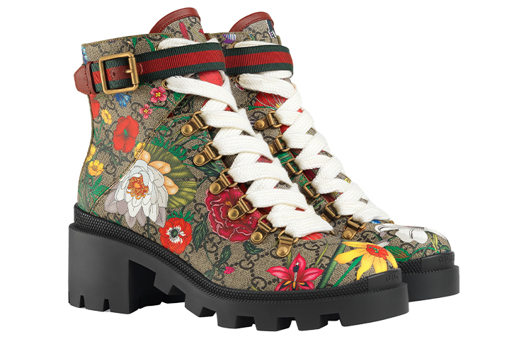 Lookbook GUCCI 古馳 雙G 女款 踝靴 花卉刺繡
