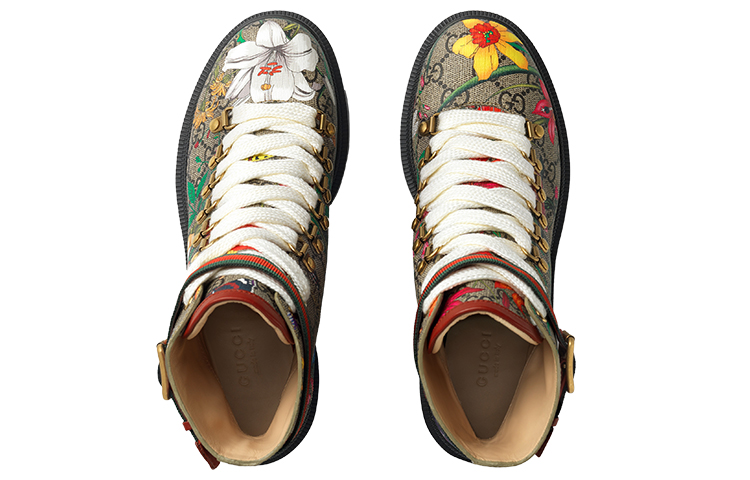 Shop GUCCI 古馳 雙G 女款 踝靴 花卉刺繡