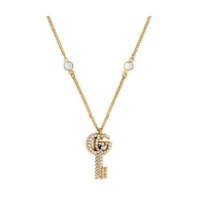 (Women) GUCCI Double G Brass Key Necklace for Women 645620J1D508062
