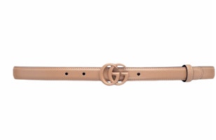 (Women) GUCCI Double G Buckle Narrow Belt Rose Beige 2cm Wide 40941718YXV2754 (Women) GUCCI Double G Buckle Narrow Belt Rose Beige 2cm Wide 40941718YXV2754