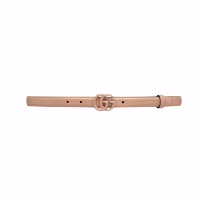 (Women) GUCCI Double G Buckle Narrow Belt Rose Beige 2cm Wide 40941718YXV2754