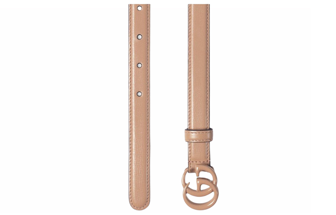 Shop (W) 古驰 双G扣窄腰带 玫瑰米色 2厘米宽 40941718YXV2754