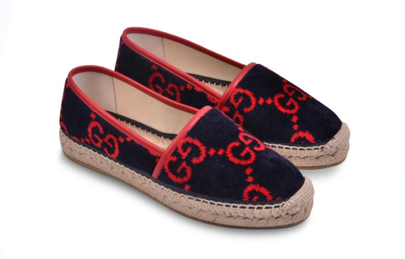 Order (W) グッチ GG柄 テリークロス エスパドリーユ (青×赤) 580877-HMM10-4094