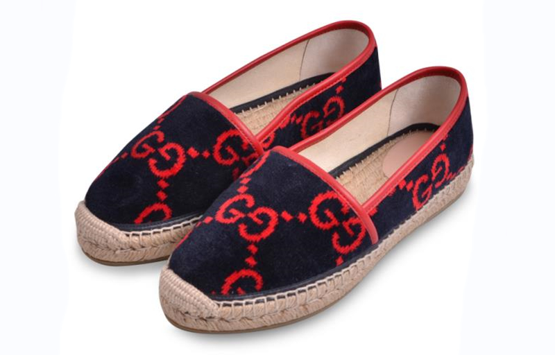 Lookbook (W) グッチ GG柄 テリークロス エスパドリーユ (青×赤) 580877-HMM10-4094