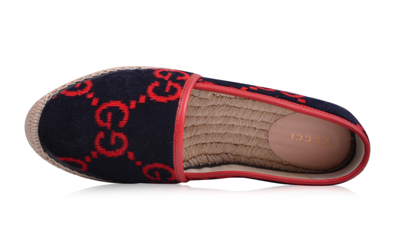 Shop (W) グッチ GG柄 テリークロス エスパドリーユ (青×赤) 580877-HMM10-4094