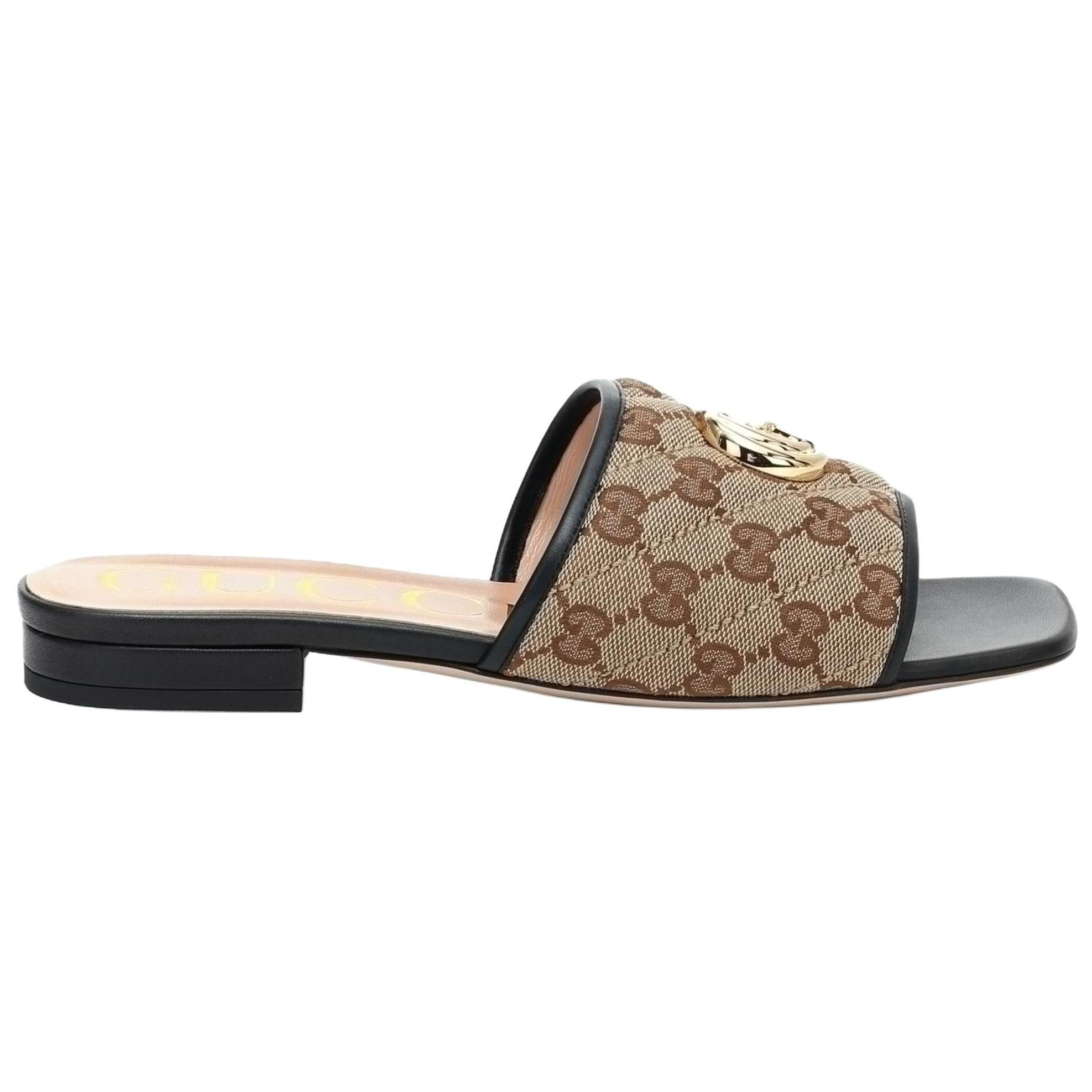 Lookbook (W) Pantuflas Gucci Double G de Lona Color Ébano 619893-KQWM0-9765