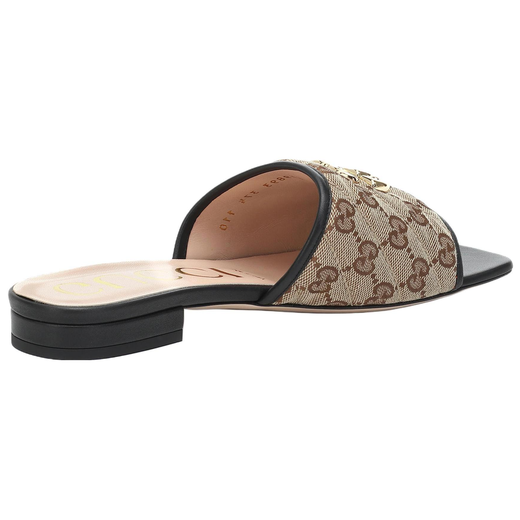 Shop (W) Pantuflas Gucci Double G de Lona Color Ébano 619893-KQWM0-9765