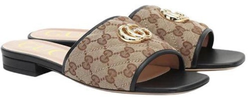 GUCCI古馳 雙G絎縫帆布 時尚涼拖 女款 烏木色 Purchase GUCCI古馳 雙G絎縫帆布 時尚涼拖 女款 烏木色