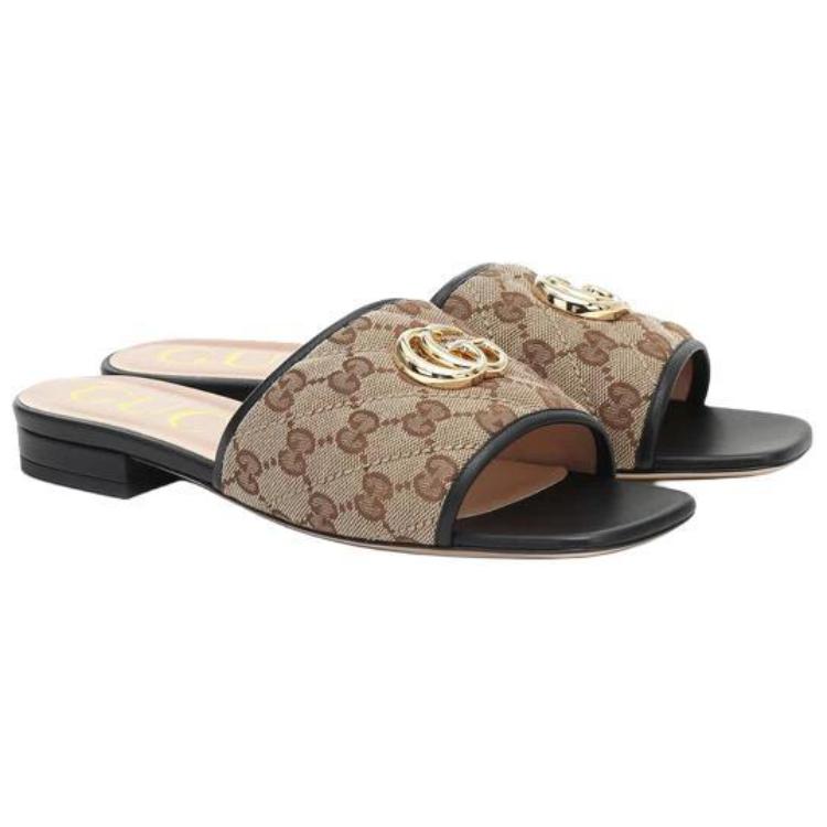 Details for (W) Pantuflas Gucci Double G de Lona Color Ébano 619893-KQWM0-9765