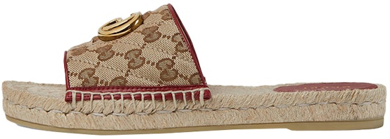 (Women) Gucci Double g Canvas Straw Woven Fashion Ebony Slippers 620120-KQWM0-9761 (Women) Gucci Double g Canvas Straw Woven Fashion Ebony Slippers 620120-KQWM0-9761