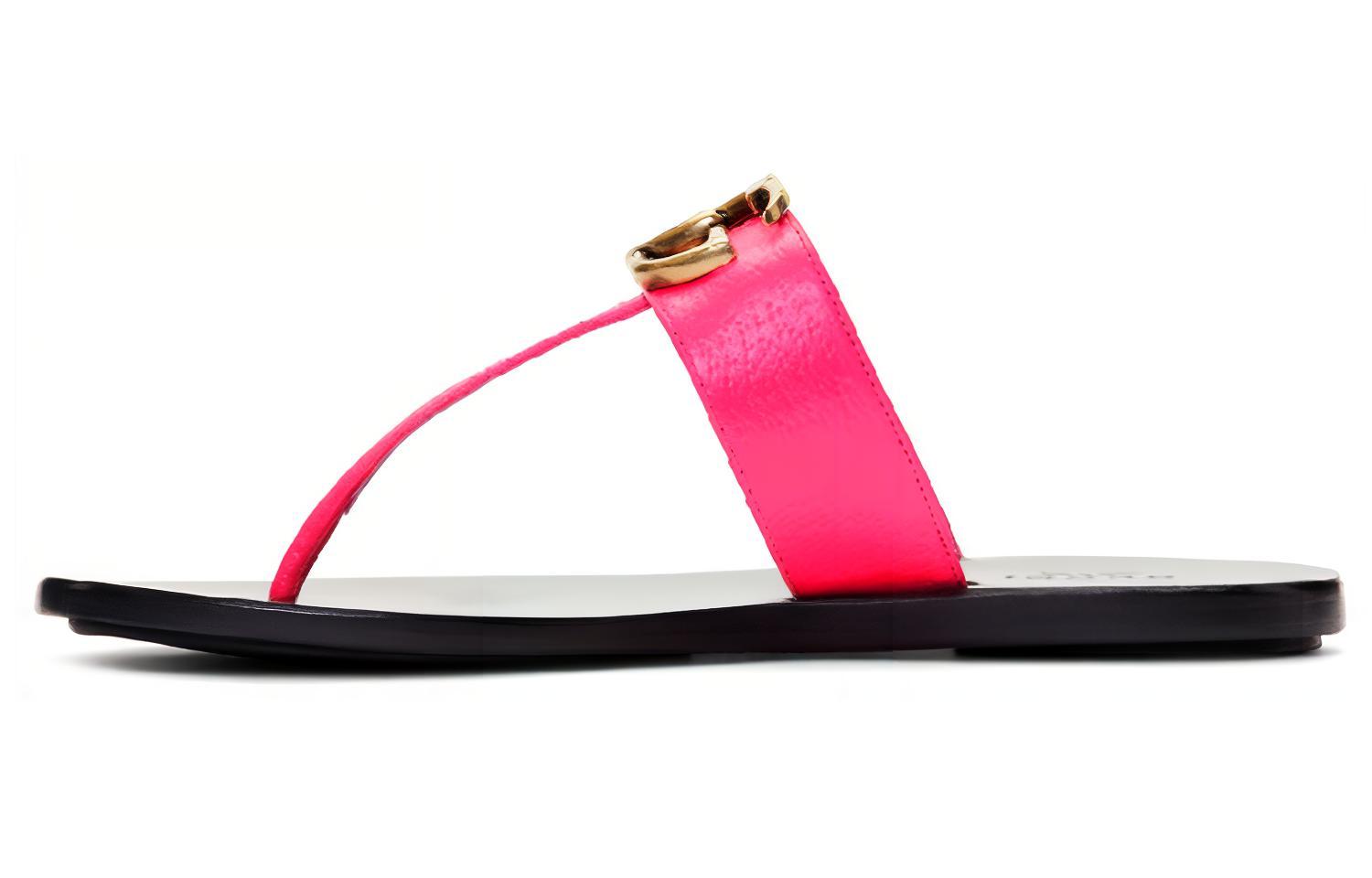 (Women) Gucci Double g Cowhide Flip-Flops Slippers Phosphors 497444-0ZP00-5616