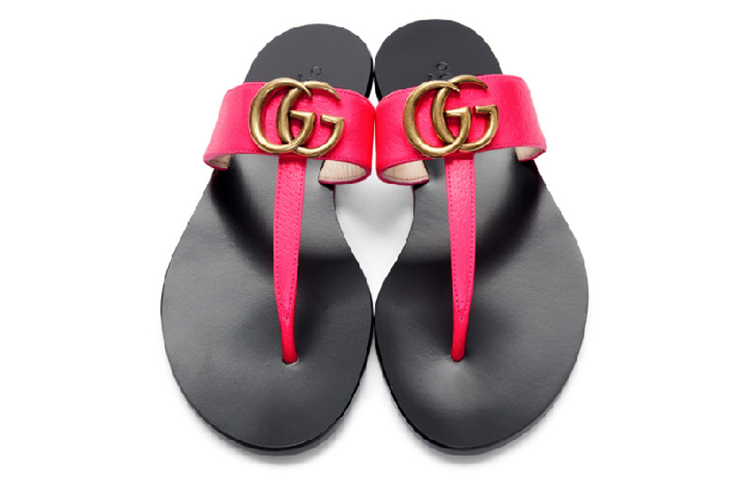 Lookbook (W) Gucci Sandal Jepit Kulit Sapi Double G Phosphor 497444-0ZP00-5616