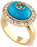 (Women) GUCCI Double G Crystal Metal Ring for Women - Blue Fashion Jewelry. 753903-I9875-8519 (Women) GUCCI Double G Crystal Metal Ring for Women - Blue Fashion Jewelry. 753903-I9875-8519