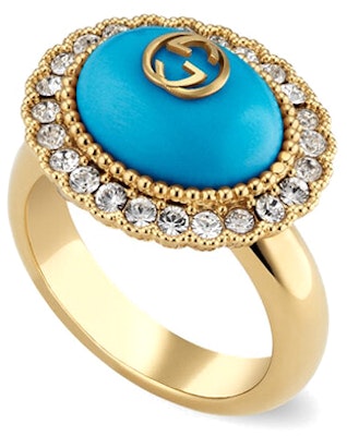 (W) GUCCI Cincin Logam Kristal Double G Wanita - Perhiasan Fashion Biru. 753903-I9875-8519 Order (W) GUCCI Cincin Logam Kristal Double G Wanita - Perhiasan Fashion Biru. 753903-I9875-8519