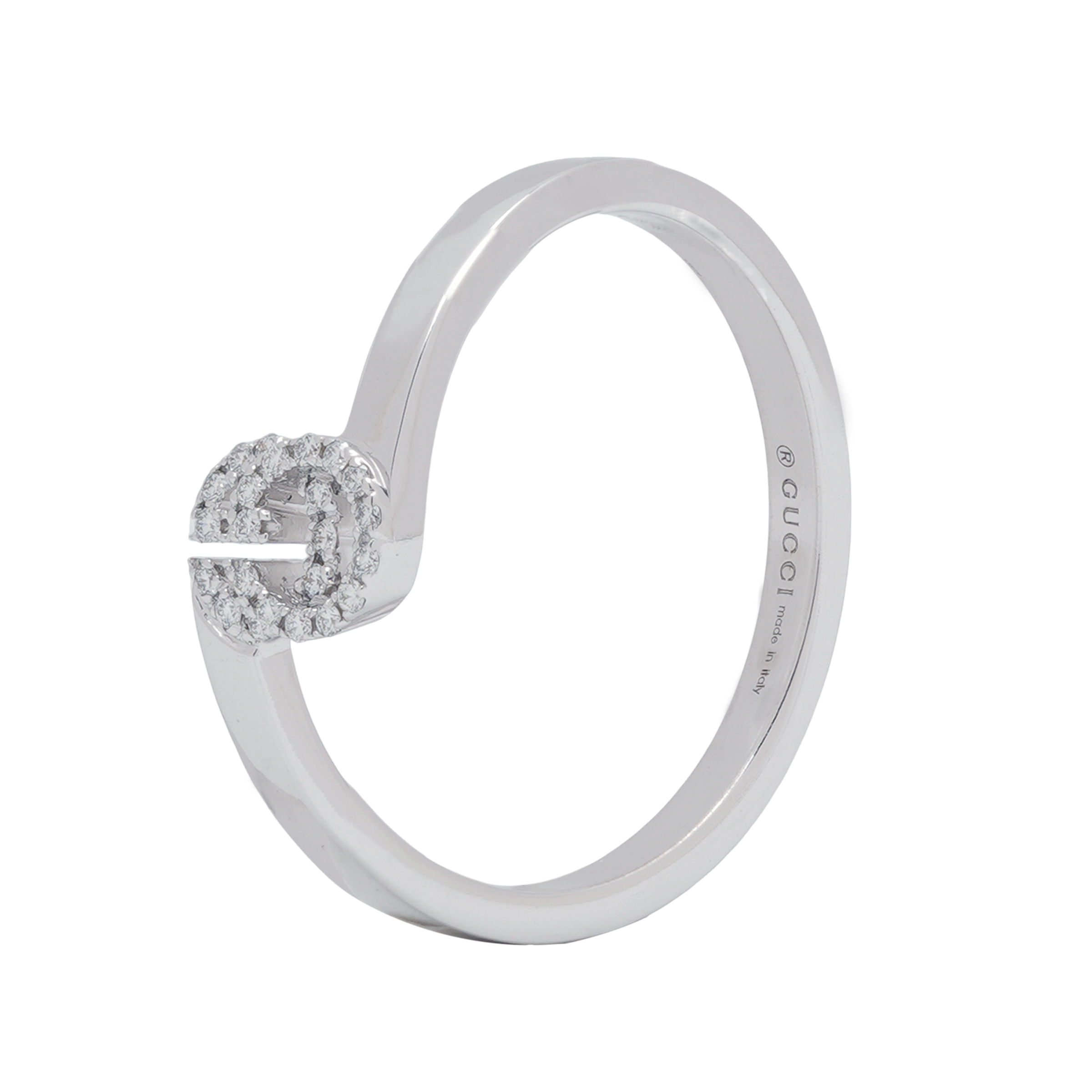(Women) GUCCI Double G Diamond 18K White Gold Ring for Women. 457127-J8568-9066