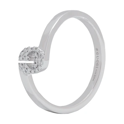 (Women) GUCCI Double G Diamond 18K White Gold Ring for Women. 457127-J8568-9066
