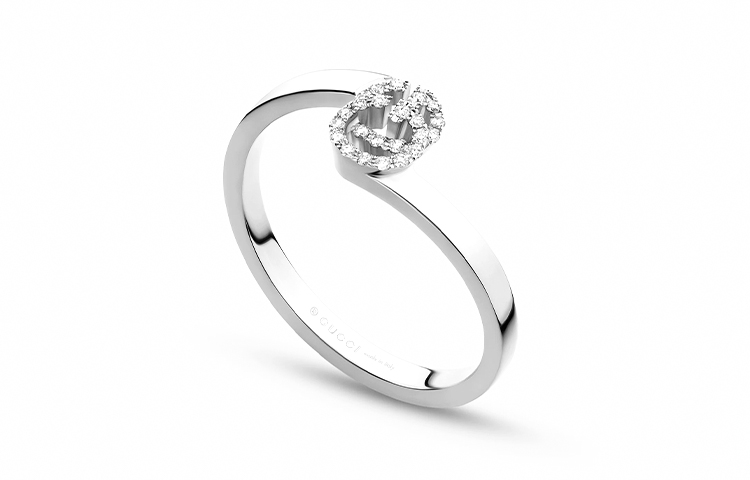 (Women) GUCCI Double G Diamond 18K White Gold Ring for Women. 457127-J8568-9066 圖 2