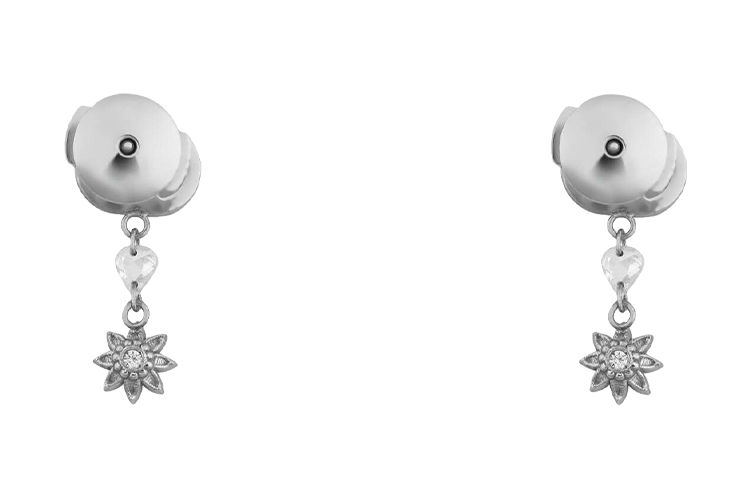 (Women) GUCCI Double G Earrings with Diamond Flowers in Silver Gold 581830-J8540-9066 圖 3