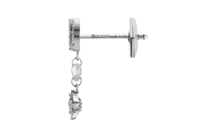 (Women) GUCCI Double G Earrings with Diamond Flowers in Silver Gold 581830-J8540-9066 圖 4