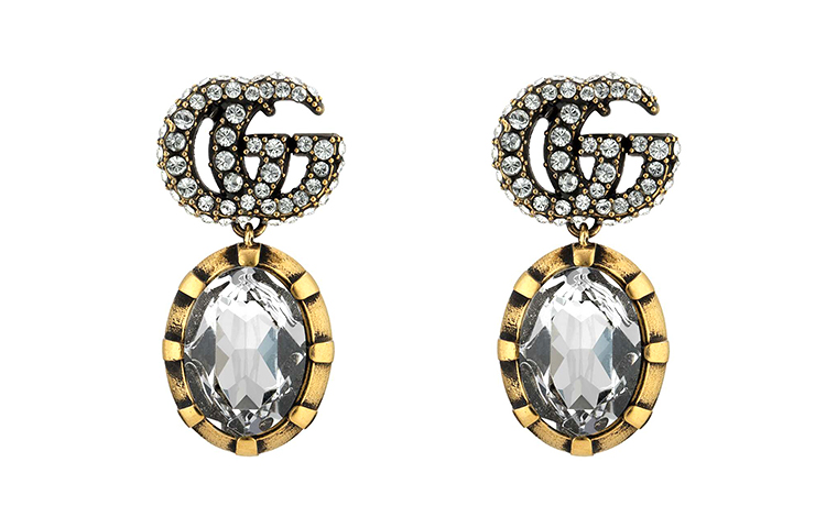 (Women) GUCCI Double G Fashion Jewelry Crystal Metal Earrings for Women 629659-J1D50-8066