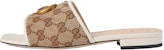 (W) Sandal Fesyen Beige Tumit Rata dengan Logo GG Gucci 619893-2HK80-9795