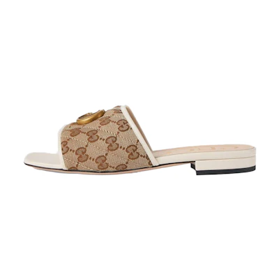 (W) Gucci Double g Flat Heel Fashion Beige Sandals