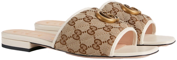 (W) Sandal Fesyen Beige Tumit Rata dengan Logo GG Gucci 619893-2HK80-9795 Order (W) Sandal Fesyen Beige Tumit Rata dengan Logo GG Gucci 619893-2HK80-9795