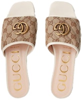 (W) Sandal Fesyen Beige Tumit Rata dengan Logo GG Gucci 619893-2HK80-9795 Lookbook (W) Sandal Fesyen Beige Tumit Rata dengan Logo GG Gucci 619893-2HK80-9795